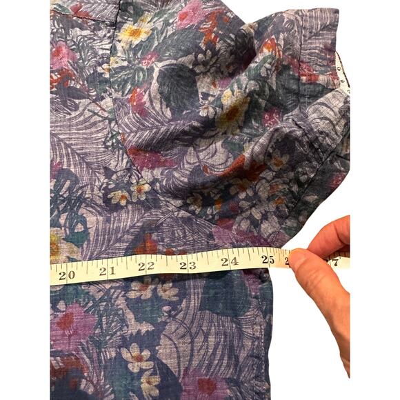 QUIETI Blue Floral Soft SS Cuffed Button Up Men's Shirt 100% Fine Cotton, XL - Picture 3 of 7